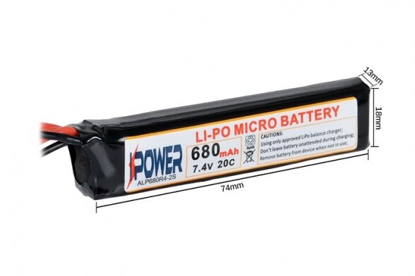 Baterija Li-Po 7,4V 680mAh 20C Micro Deans AEP 1