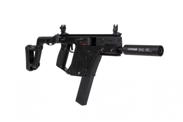 The Krytac Kriss Vector Submachine Airsoft Gun with Mock Suppressor in Black 3