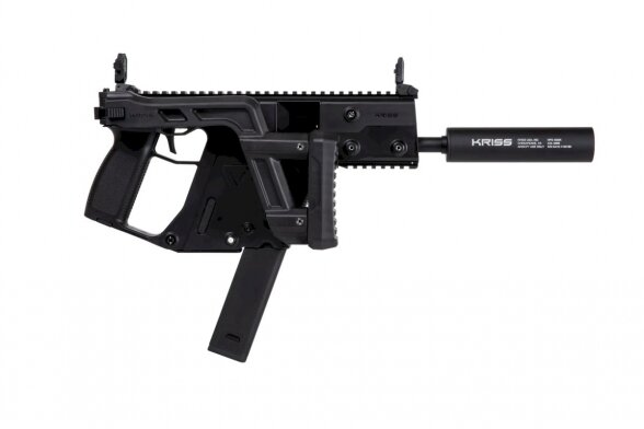 The Krytac Kriss Vector Submachine Airsoft Gun with Mock Suppressor in Black 7